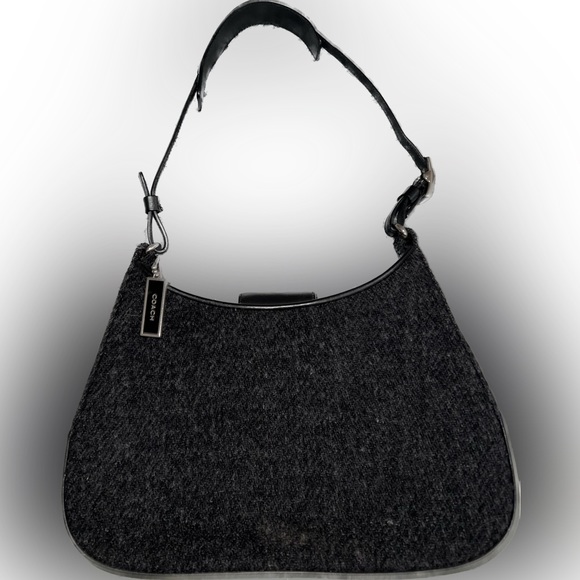 COACH Vintage Black Legacy West Leather And Wool Handbag Hobo Tote Shoulder Bag - Picture 1 of 8